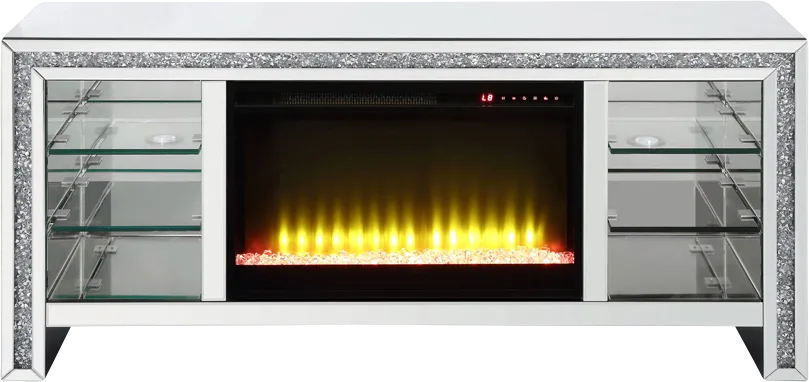 Brookchase Silver 59 in. Console, With Electric Fireplace - Thumbnail - Image 1