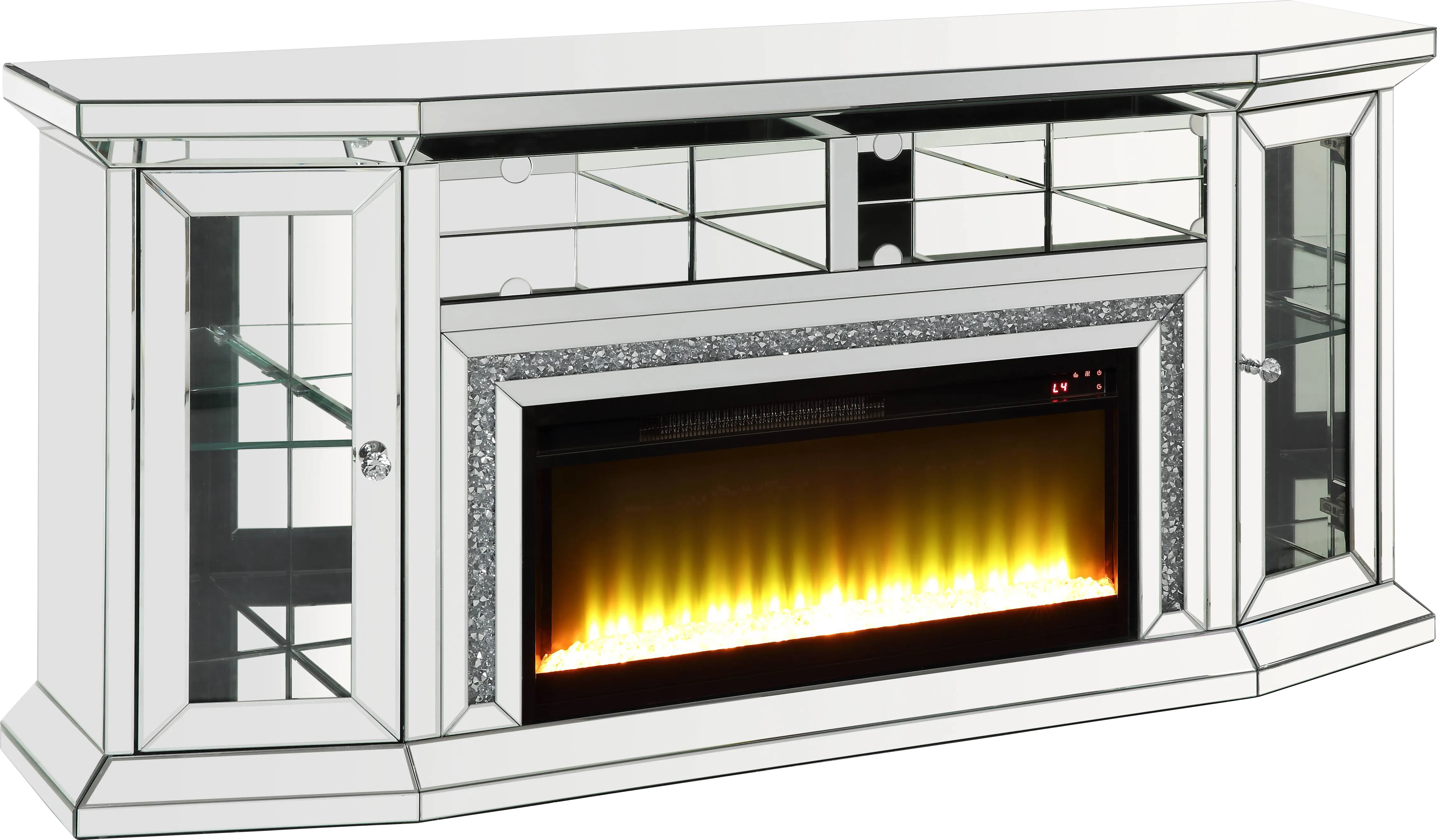 Canterchase Silver 67 in Console, With Electric Fireplace - Thumbnail - Image 1