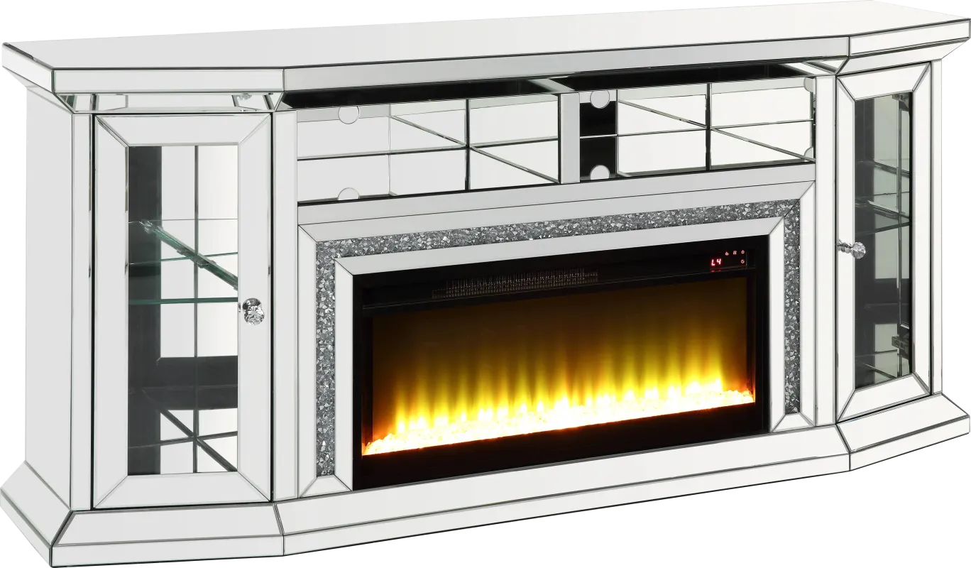 Canterchase Silver 67 in Console, With Electric Fireplace
