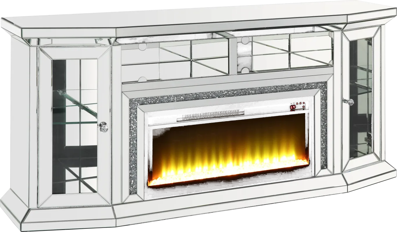 Canterchase Silver 67 in Console, With Electric Fireplace
