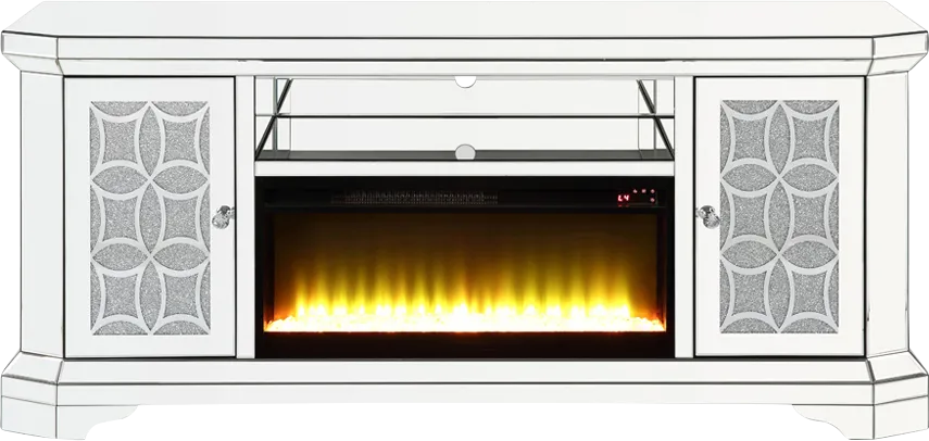Carlingford Silver 67 in. Console, With Electric Fireplace - Image 1