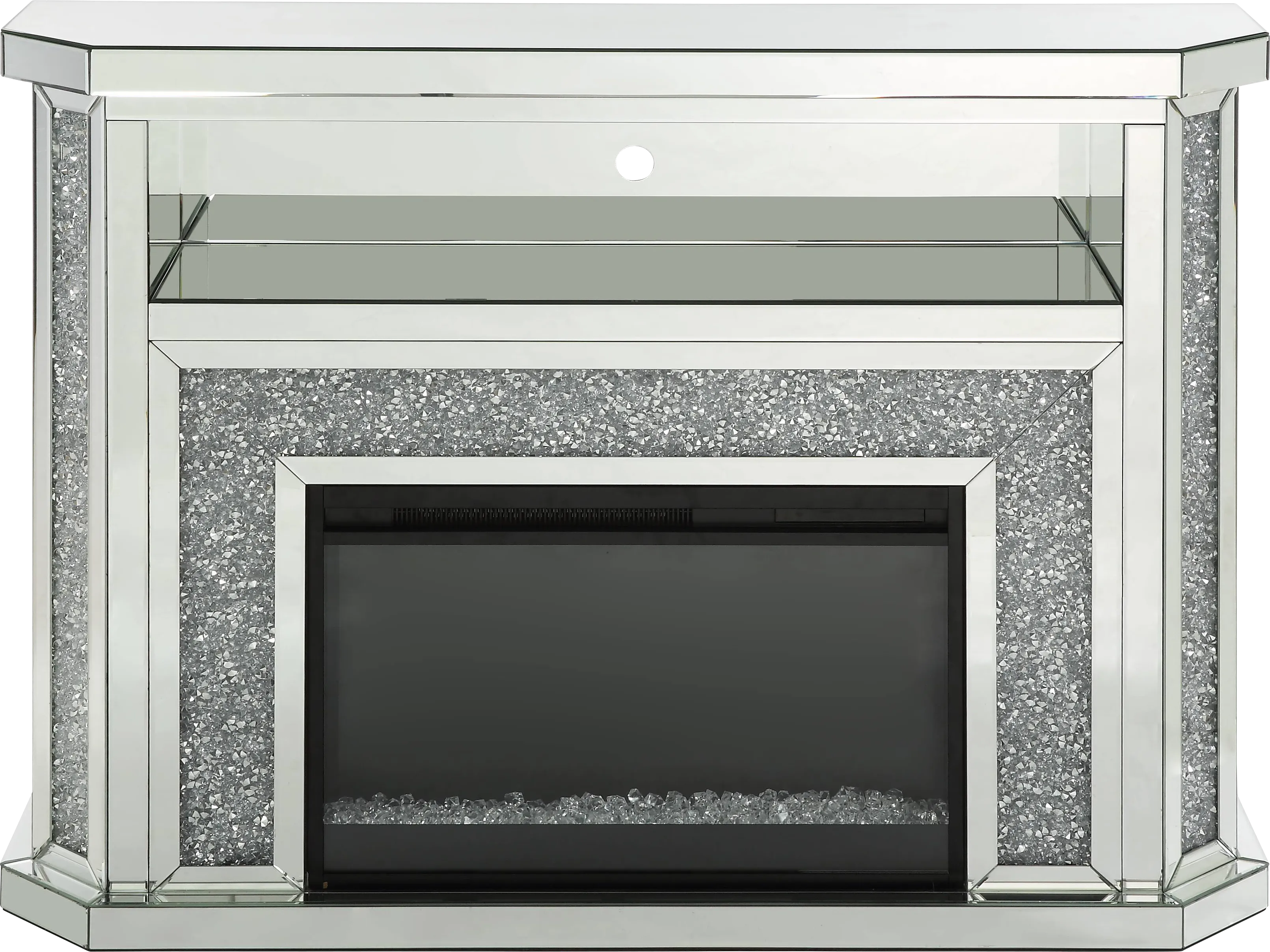 Brooksong Silver 51 in. Console, With Electric Fireplace - Thumbnail - Image 1