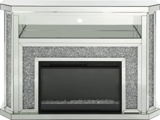 Brooksong Silver 51 in. Console, With Electric Fireplace