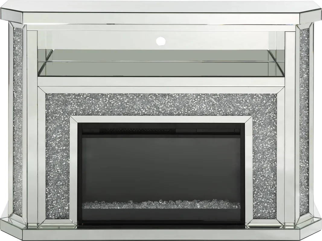 Brooksong Silver 51 in. Console, With Electric Fireplace