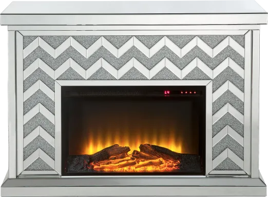 Brushlake Silver 48 in. Console, With Electric Fireplace