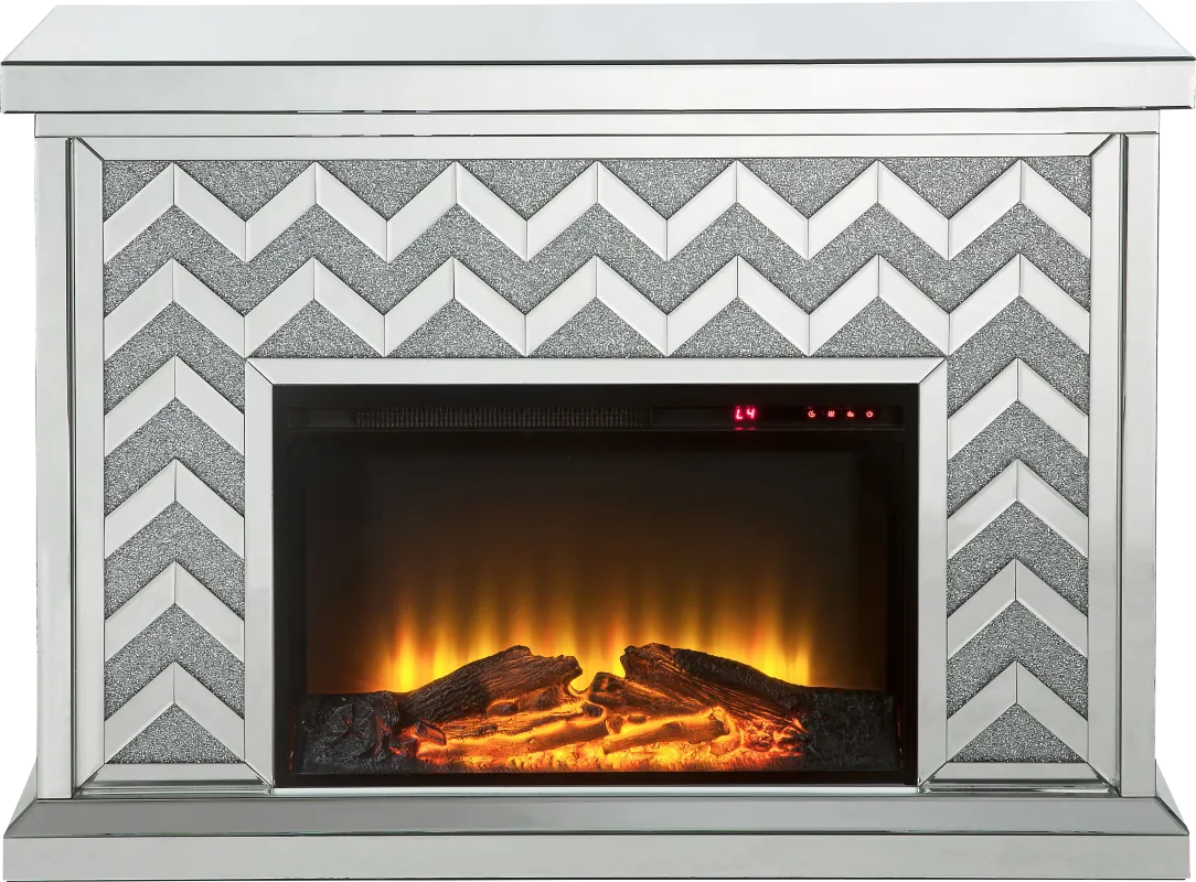 Brushlake Silver 48 in. Console, With Electric Fireplace