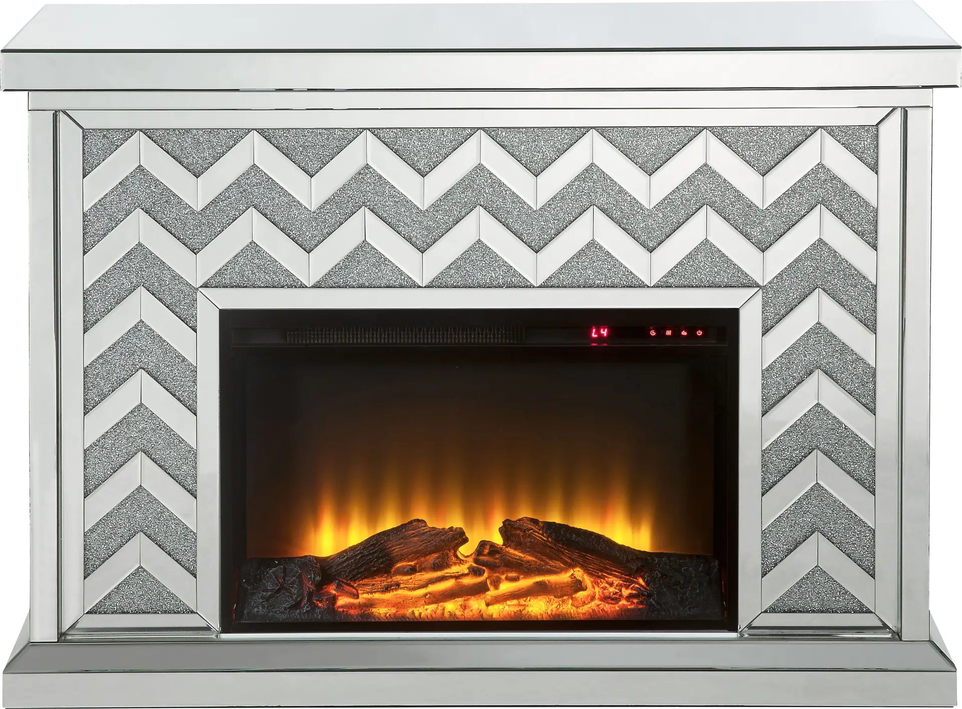 Brushlake Silver 48 in. Console, With Electric Fireplace