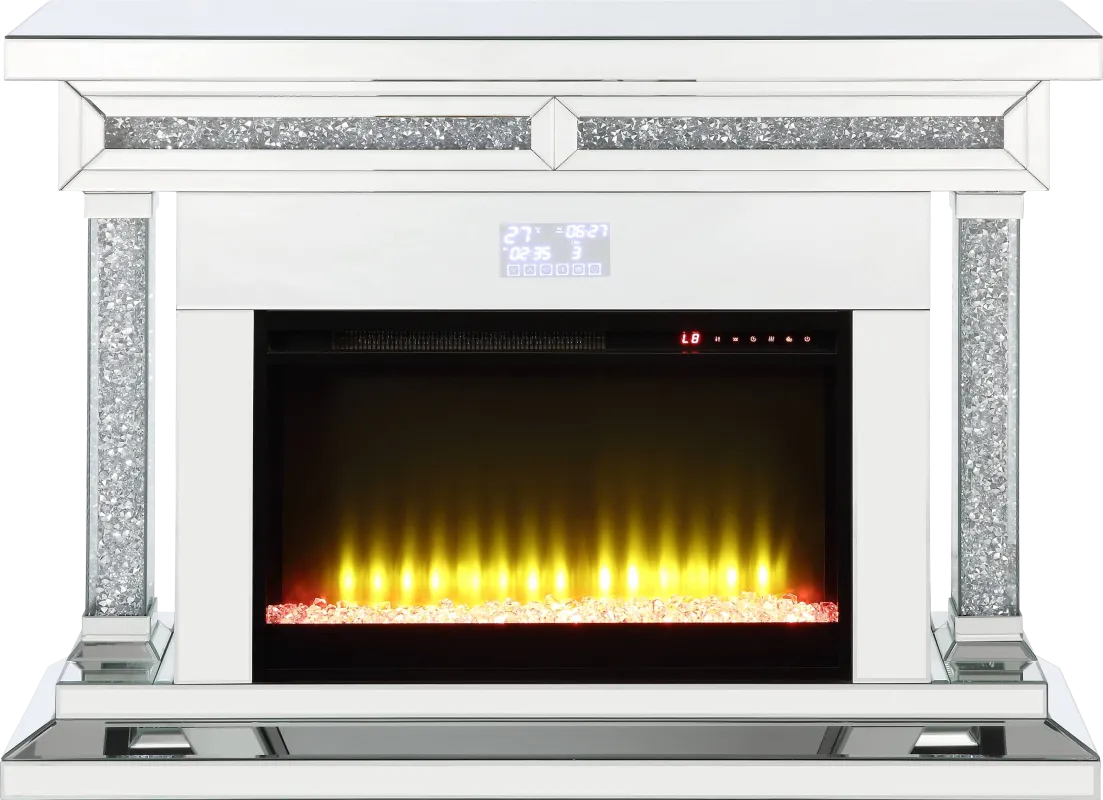 Buglewood Silver 47 in. Console, With Electric Fireplace