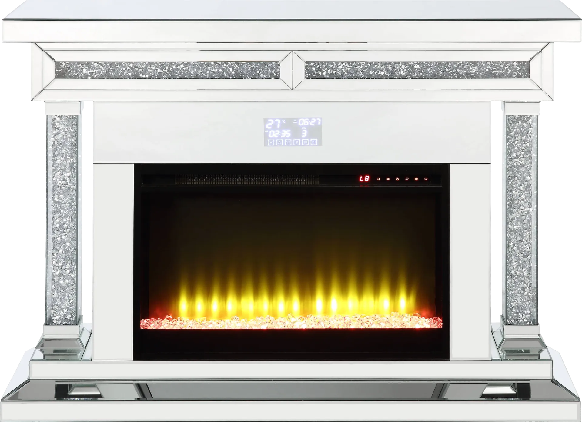 Buglewood Silver 47 in. Console, With Electric Fireplace - Image 1