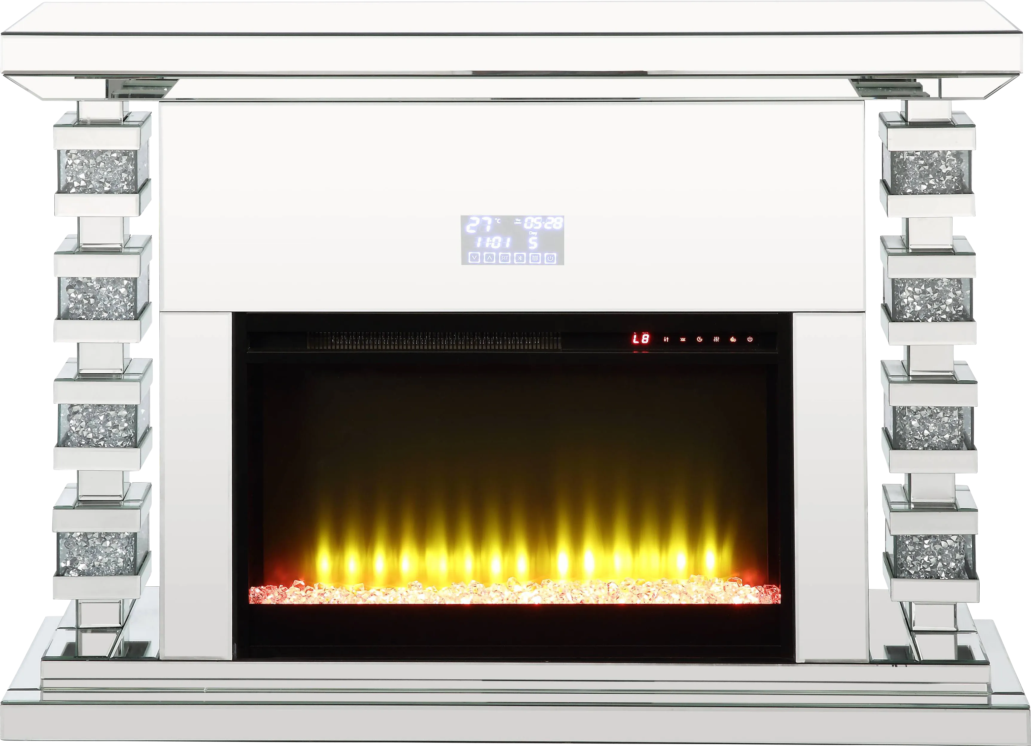 Burghard Silver 47 in. Console, With Electric Fireplace - Thumbnail - Image 1
