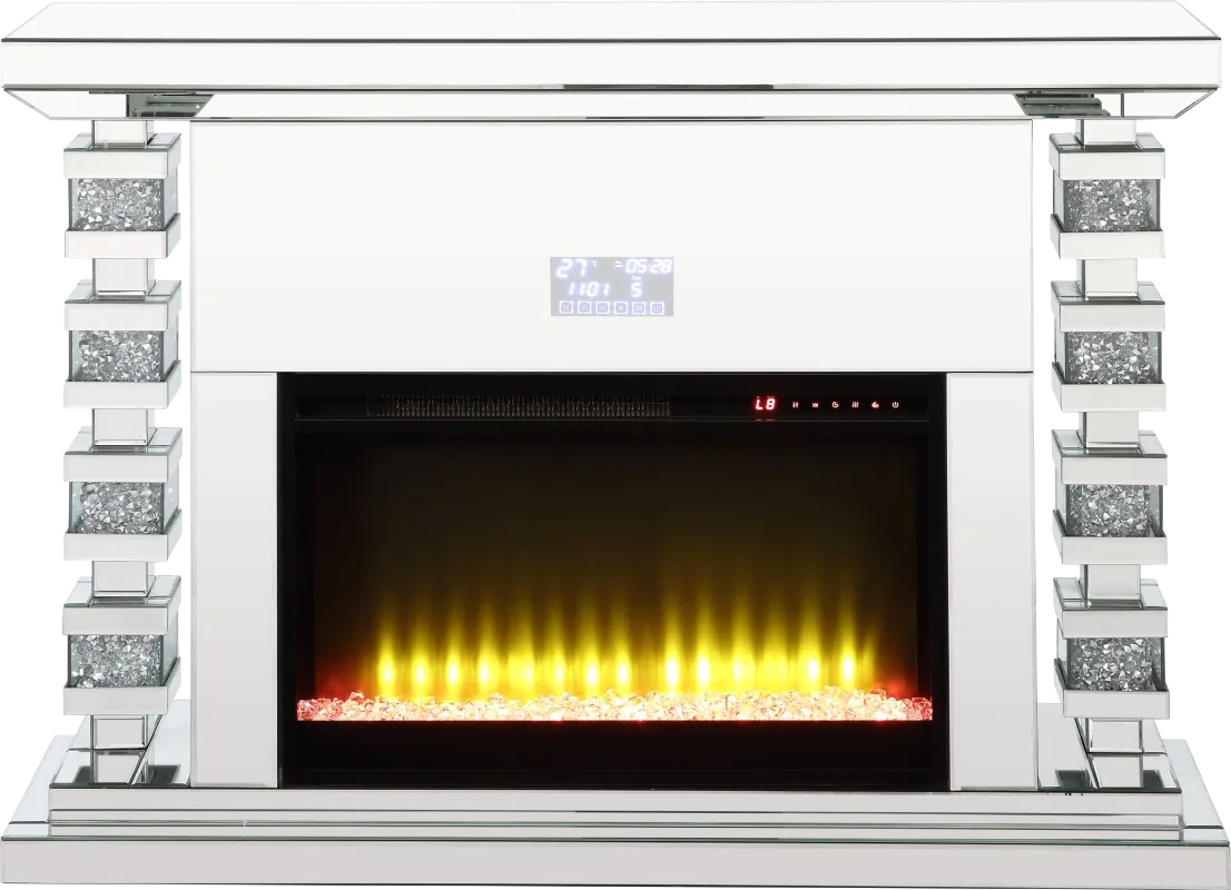 Burghard Silver 47 in. Console, With Electric Fireplace