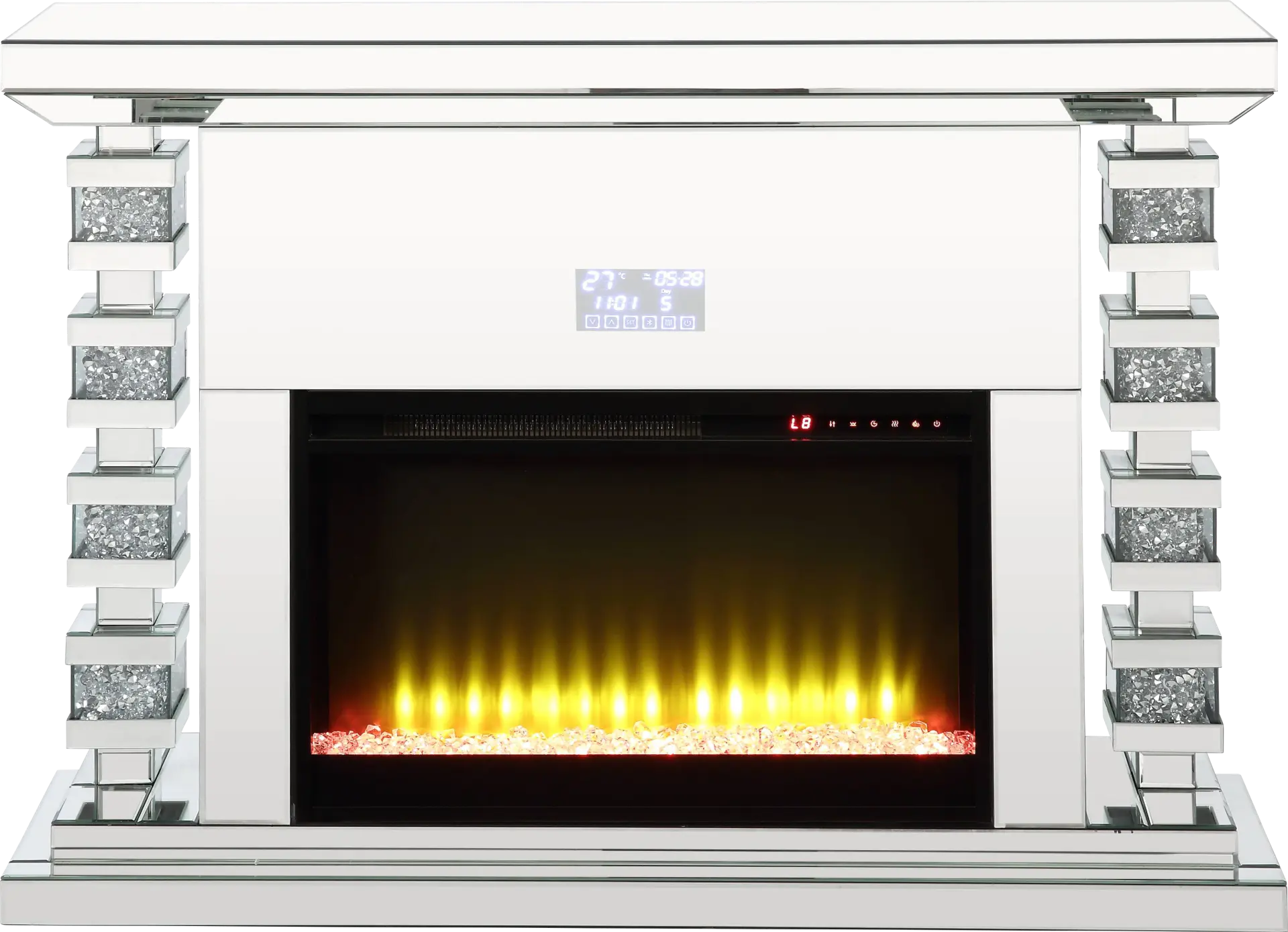 Burghard Silver 47 in. Console, With Electric Fireplace