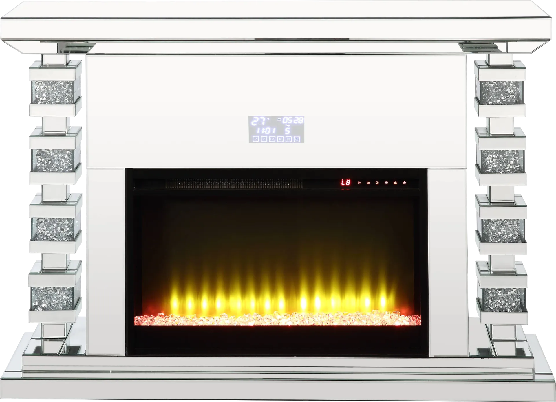 Burghard Silver 47 in. Console, With Electric Fireplace - Image 1