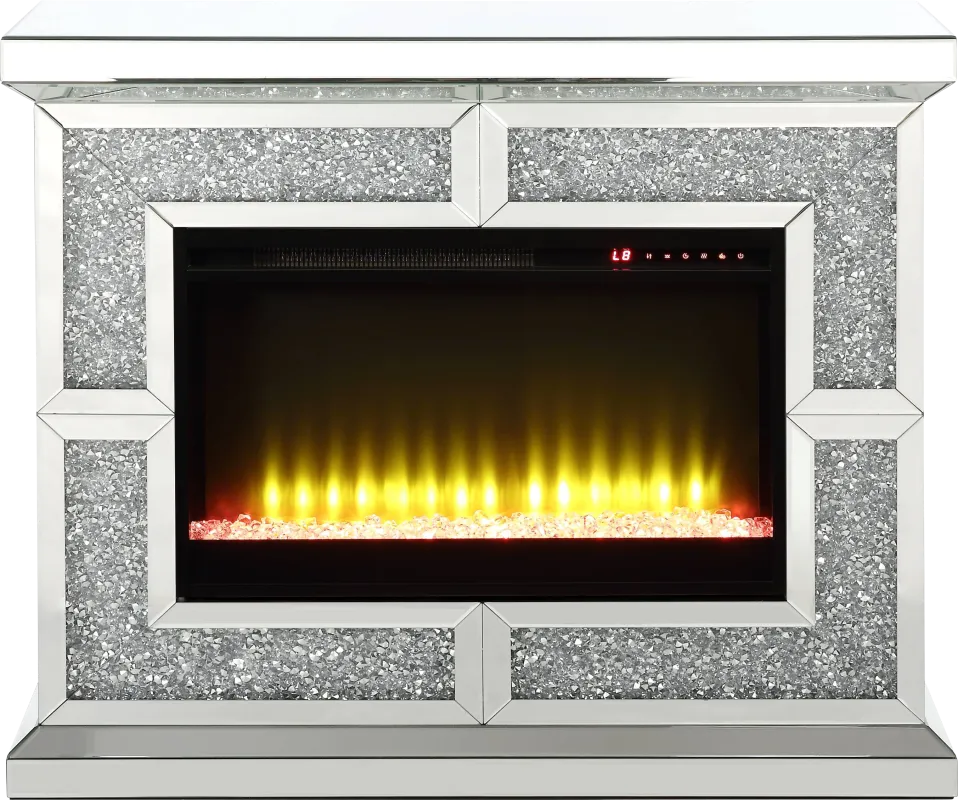 Cadogen Silver 41 in. Console, With Electric Fireplace