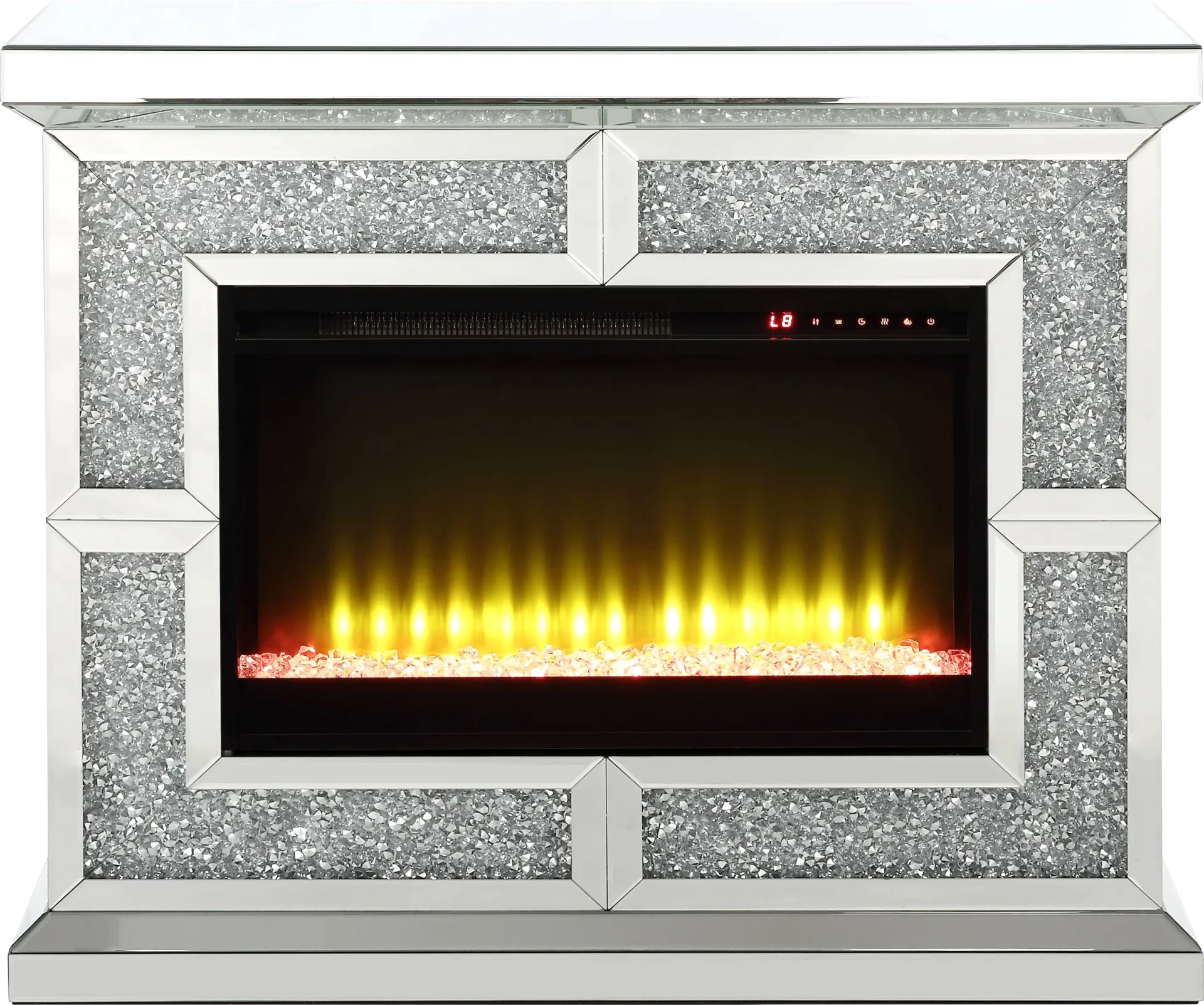 Cadogen Silver 41 in. Console, With Electric Fireplace - Image 1