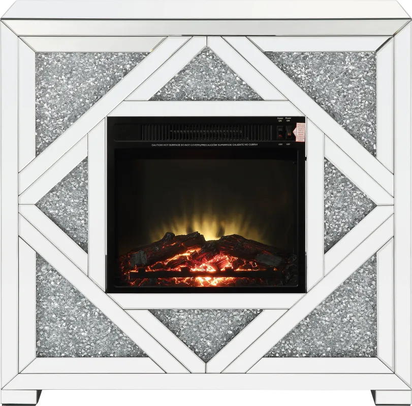Candleworth Silver 37 in. Console, With Electric Fireplace