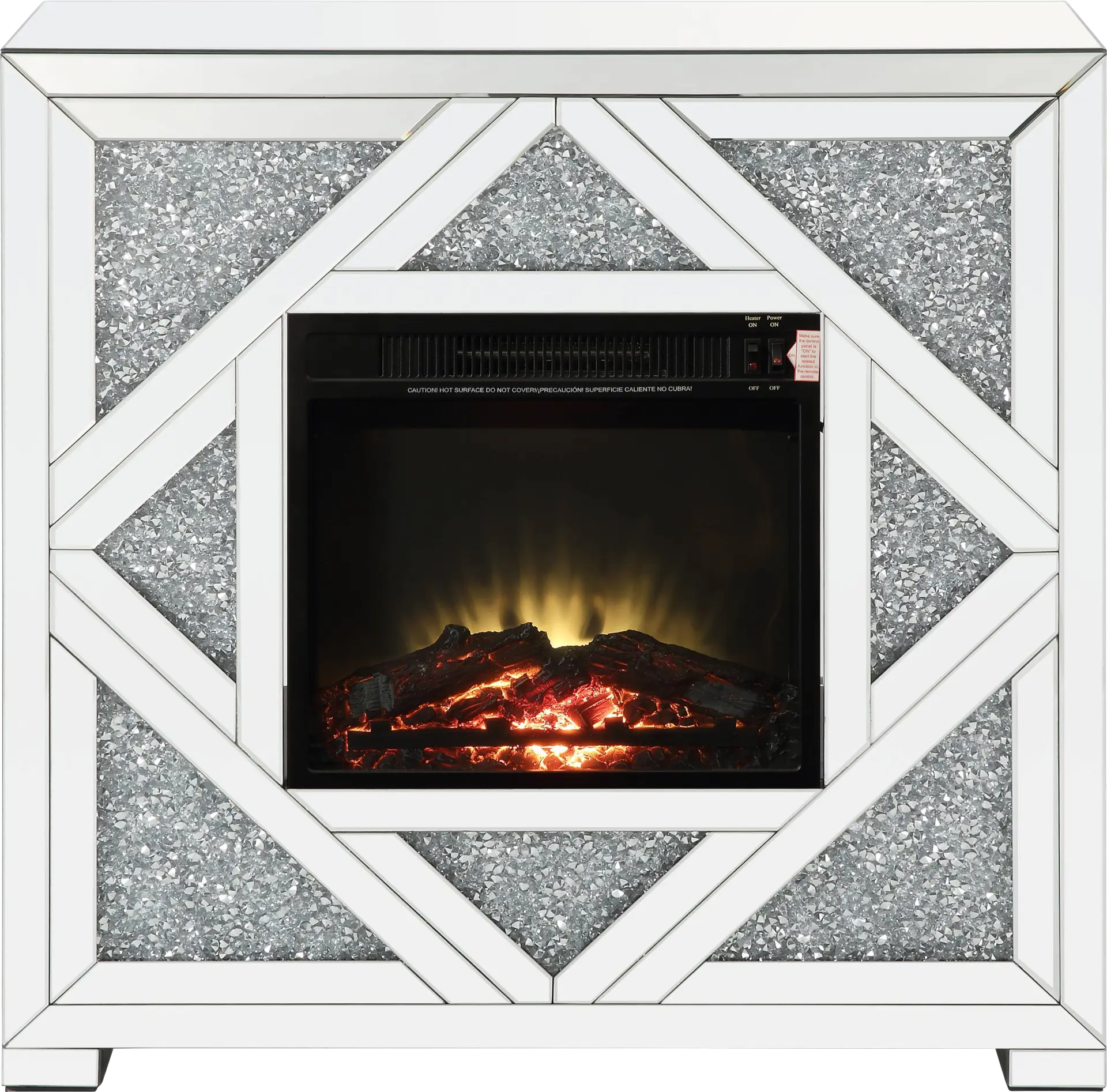 Candleworth Silver 37 in. Console, With Electric Fireplace