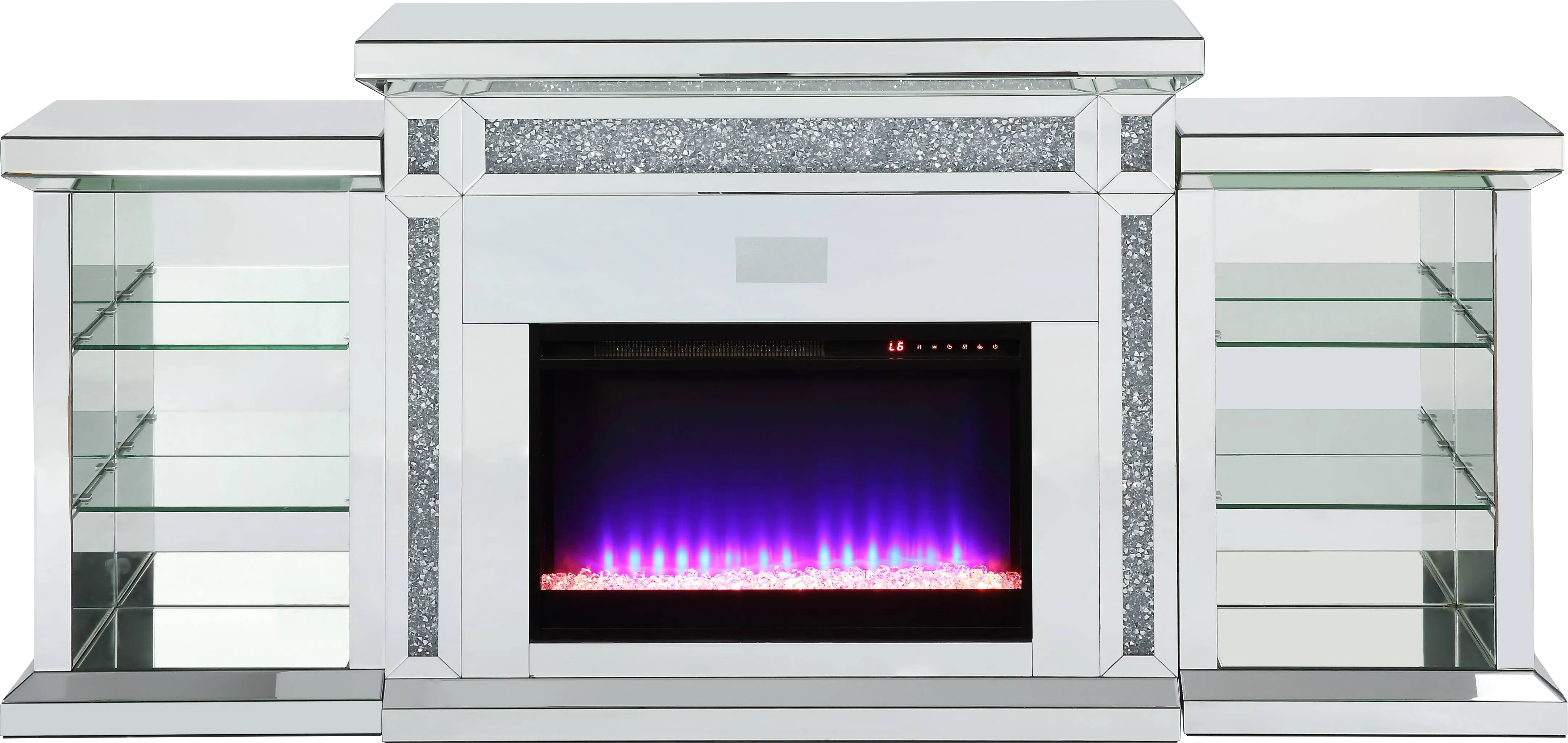Capewood Silver 82 in. Console, With Electric Fireplace - Thumbnail - Image 1