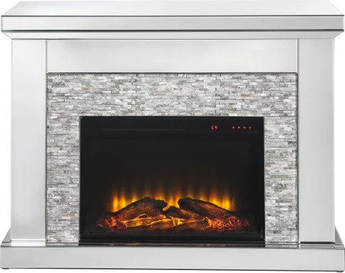 Markwood Silver 48 in. Console, With Electric Fireplace