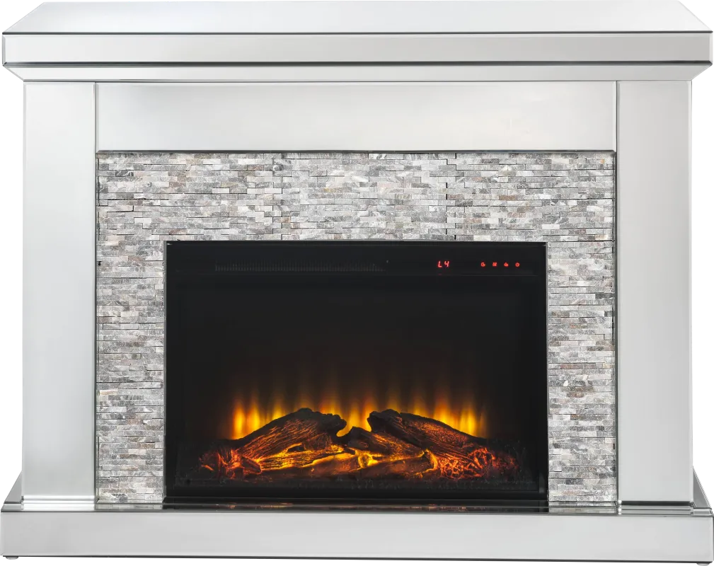 Markwood Silver 48 in. Console, With Electric Fireplace