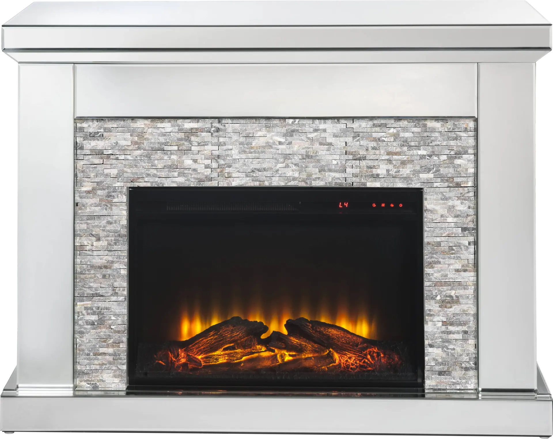 Markwood Silver 48 in. Console, With Electric Fireplace