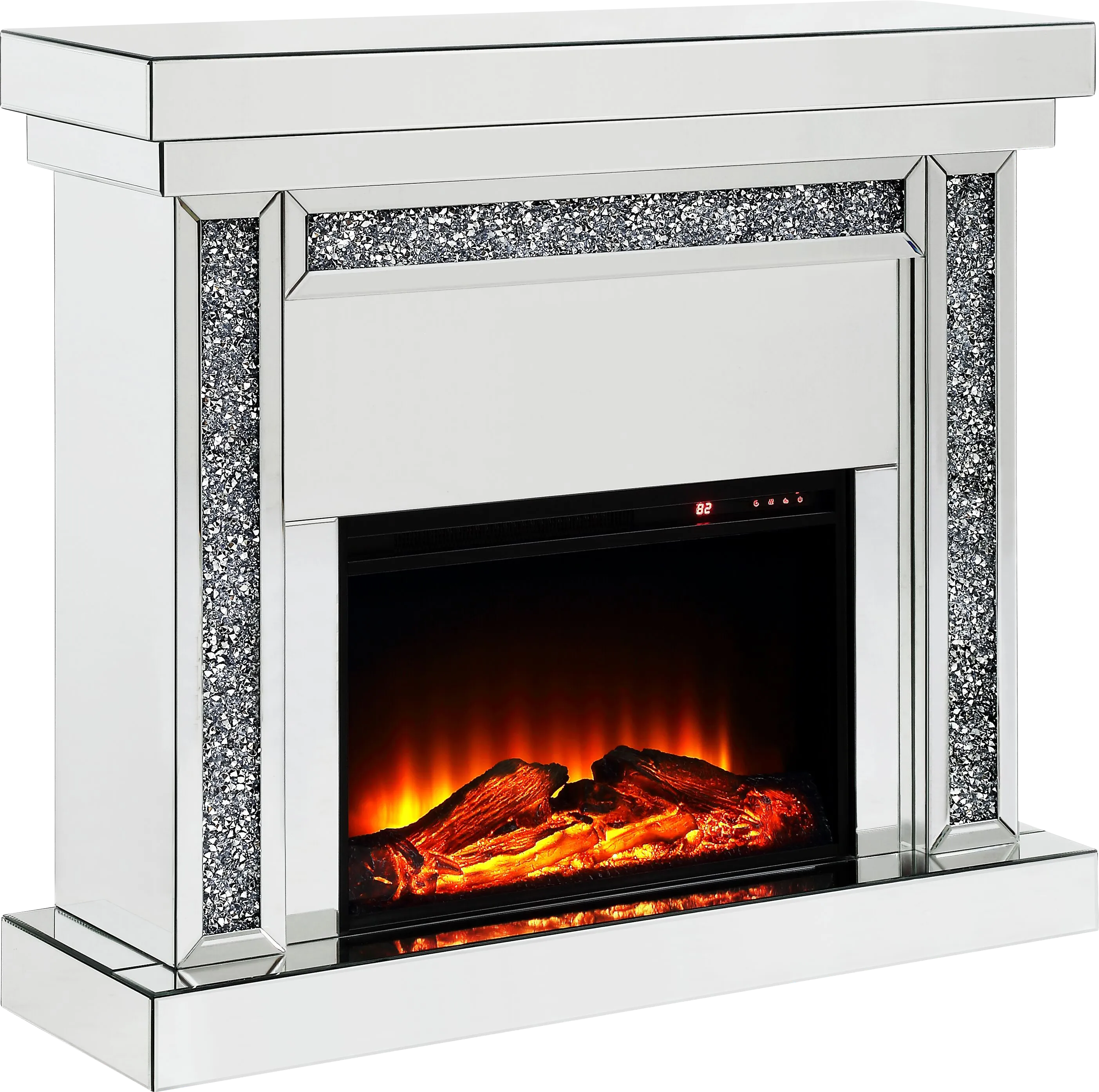 Merilane Silver 47 in. Console, With Electric Fireplace