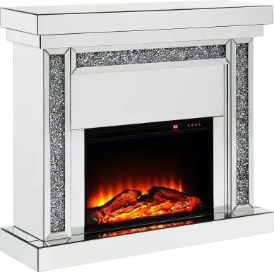 Merilane Silver 47 in. Console, With Electric Fireplace