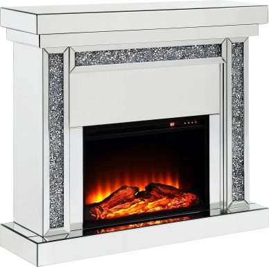 Merilane Silver 47 in. Console, With Electric Fireplace