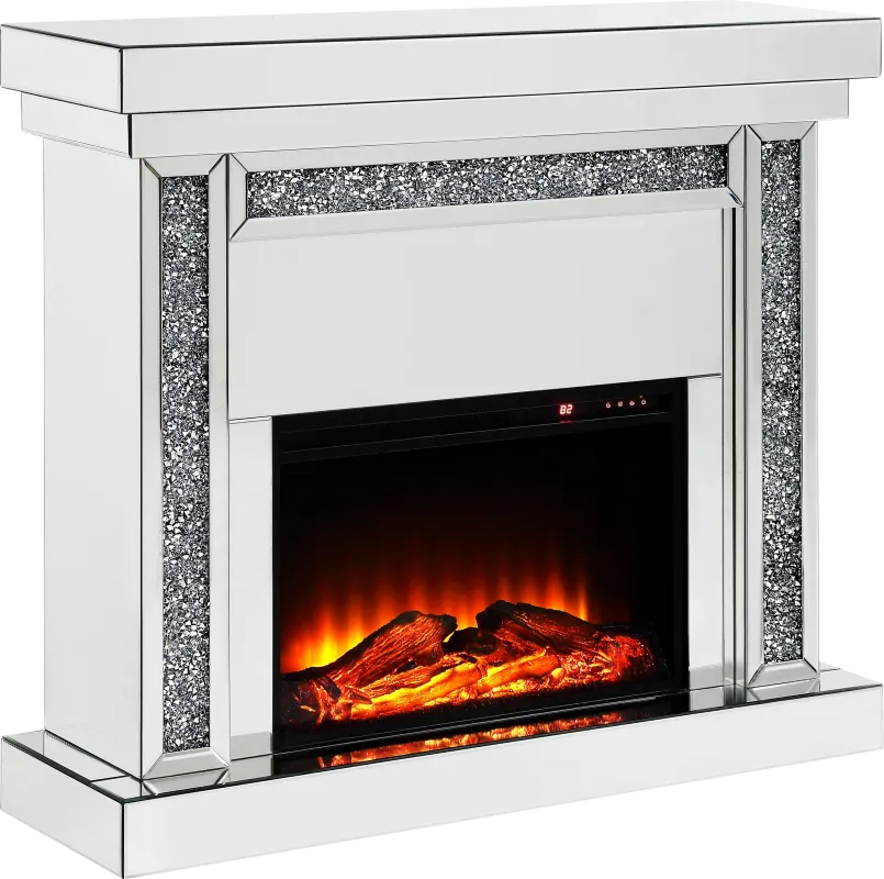 Merilane Silver 47 in. Console, With Electric Fireplace