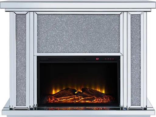 Olinger Silver 47 in. Console, With Electric Fireplace