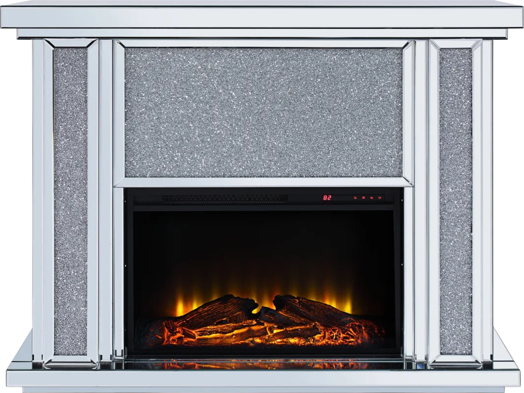 Olinger Silver 47 in. Console, With Electric Fireplace