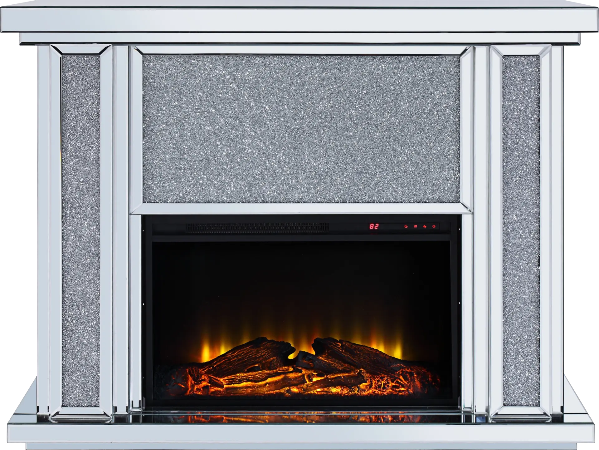 Olinger Silver 47 in. Console, With Electric Fireplace