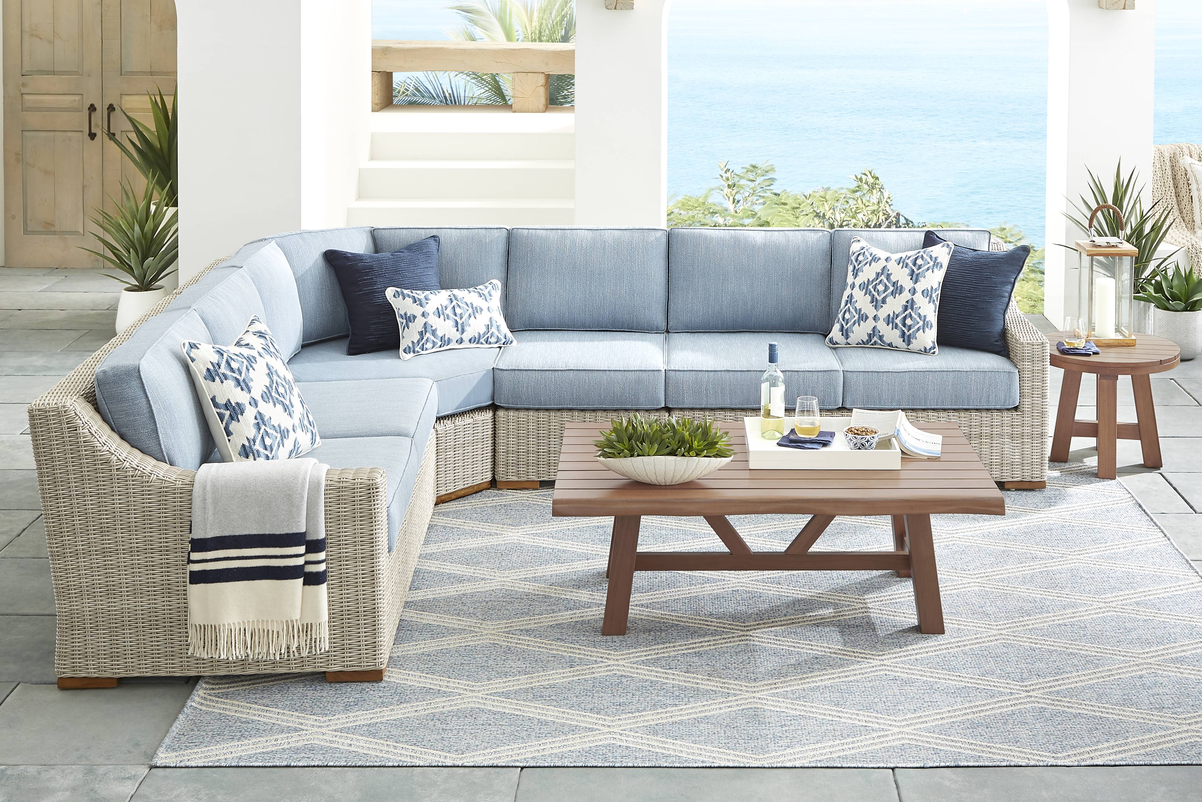 Patmos Gray 4 Pc Outdoor Sectional with Steel Cushions - Thumbnail - Image 2