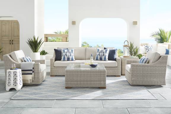 Patmos Gray Outdoor Chair with Linen Cushions