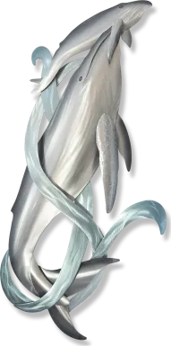 Humpback Whale and Calf Blue Indoor/Outdoor Wall Art