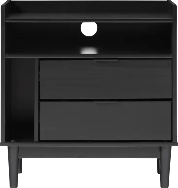 Symelo 2 Drawer Black Nightstand