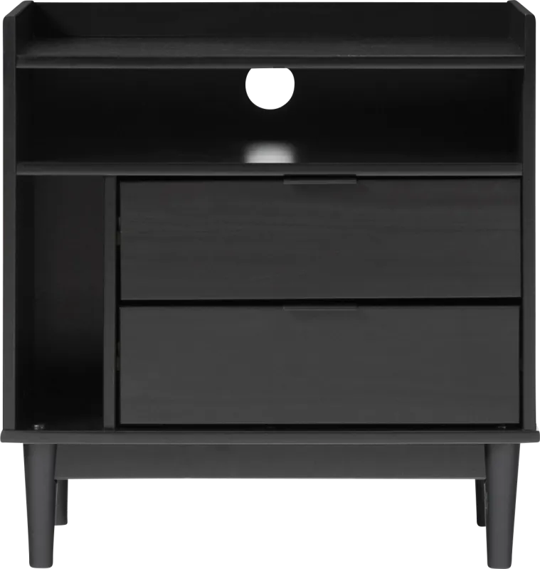 Symelo 2 Drawer Black Nightstand