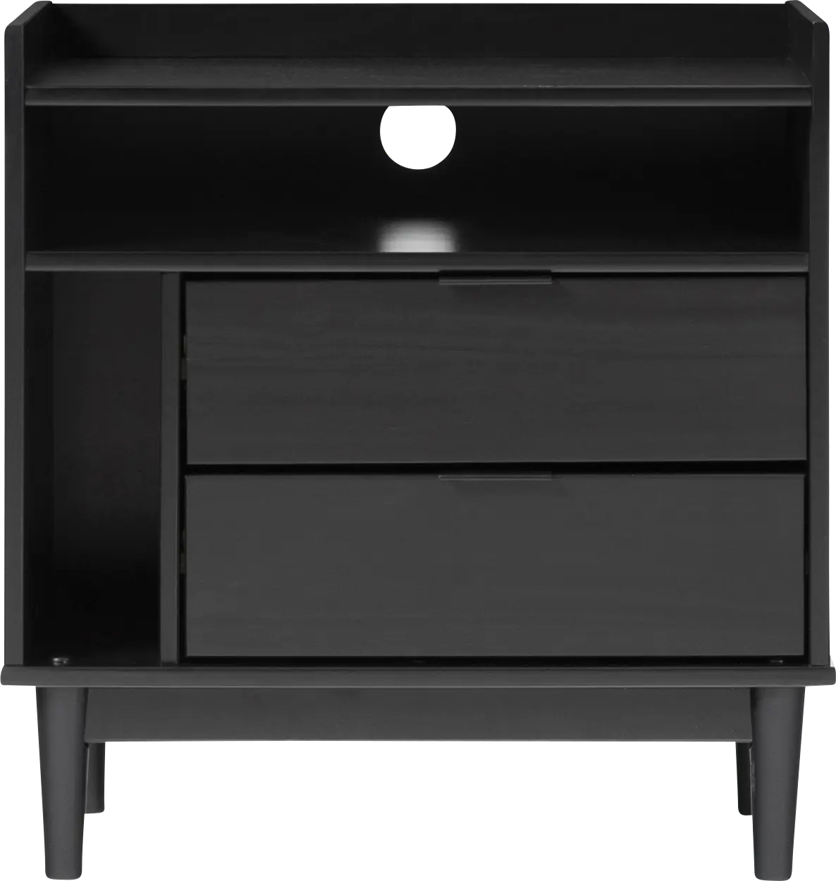 Symelo 2 Drawer Black Nightstand
