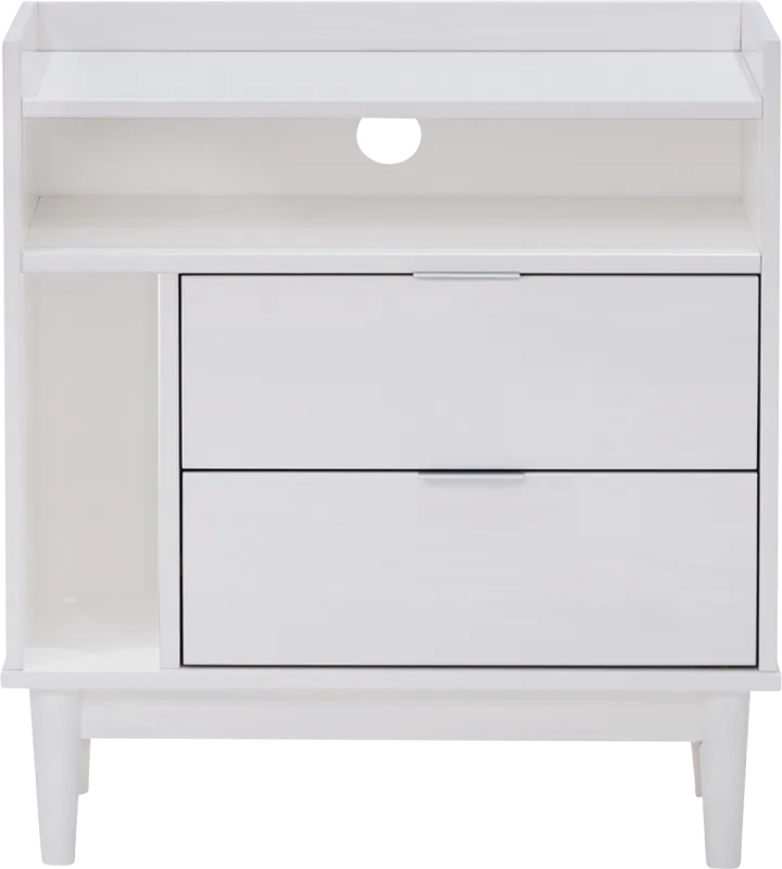 Symelo 2 Drawer White Nightstand