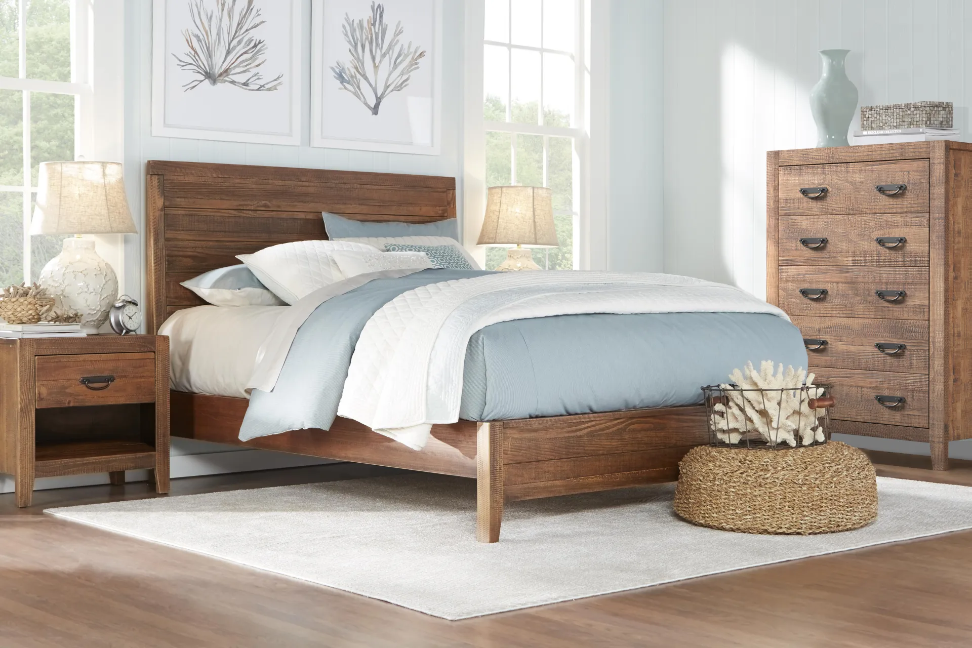 Palm Grove Brown 3 Pc Queen Panel Bed - Image 1