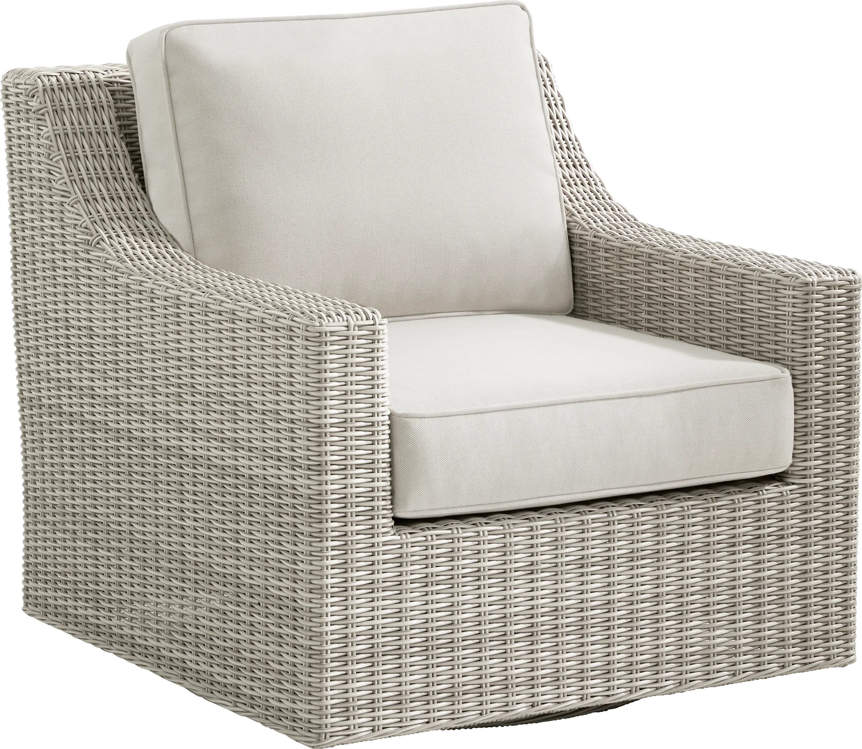 Patmos Gray Outdoor Swivel Rocker Chair with Linen Cushions - Thumbnail - Image 1