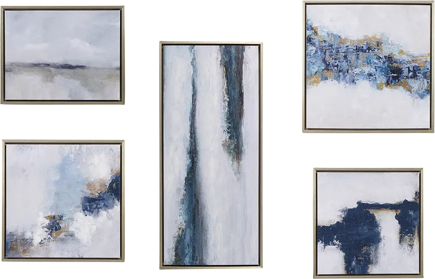 Frozen Thoughts Blue Artwork, Set of 5