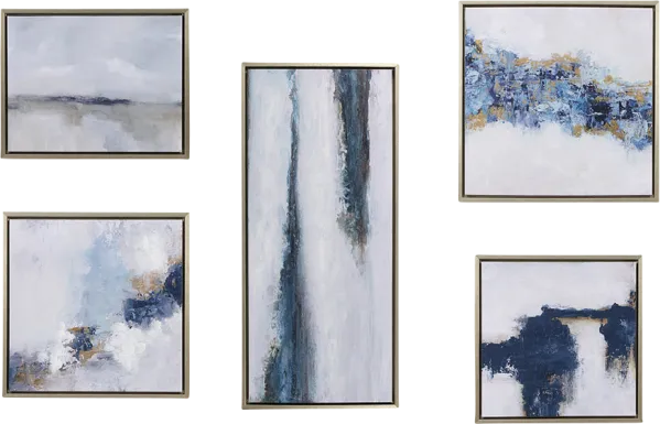 Frozen Thoughts Blue Artwork, Set of 5