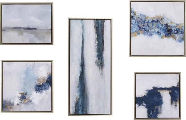Frozen Thoughts Blue Artwork, Set of 5