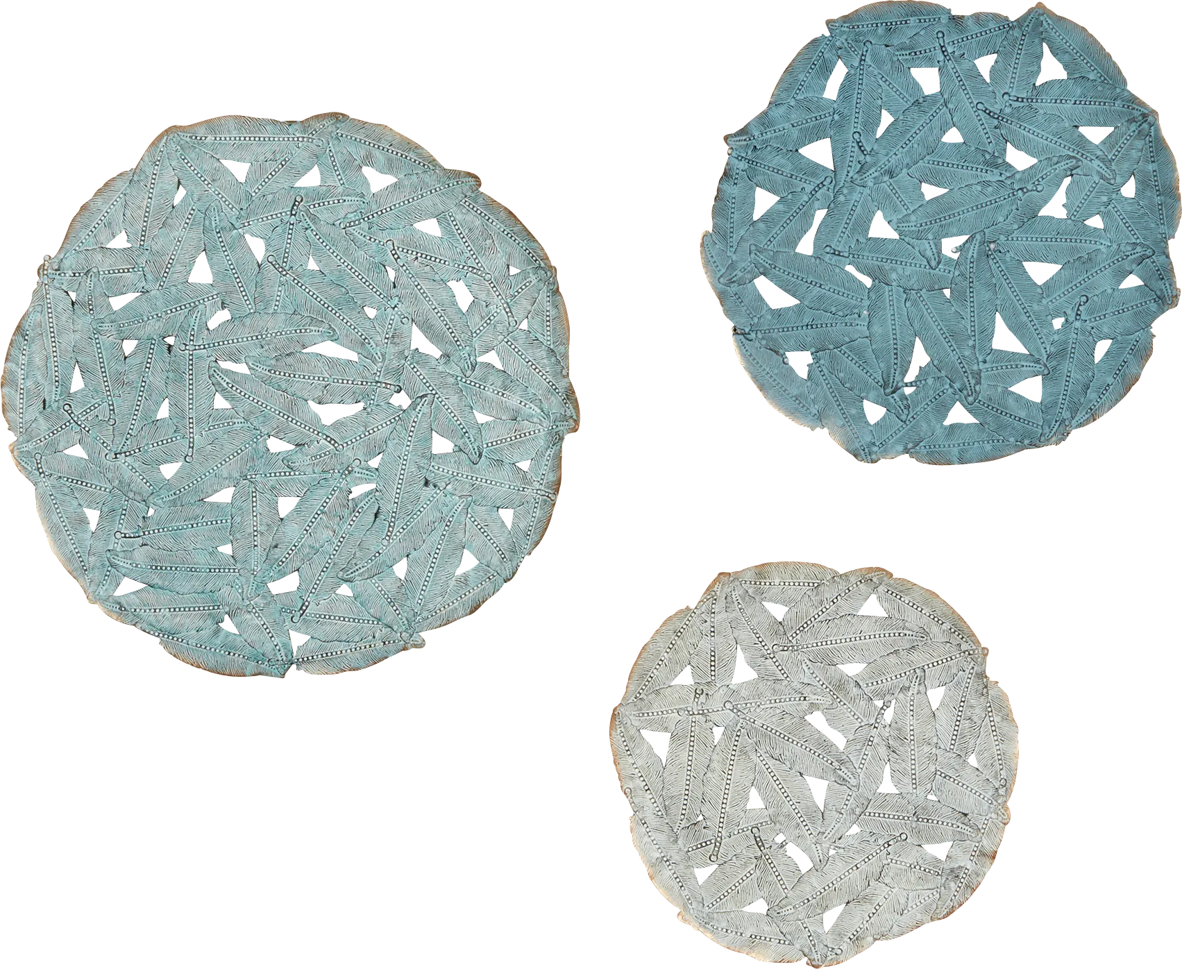 Wiskon Blue Iron Painted Wall Decor Set of 3