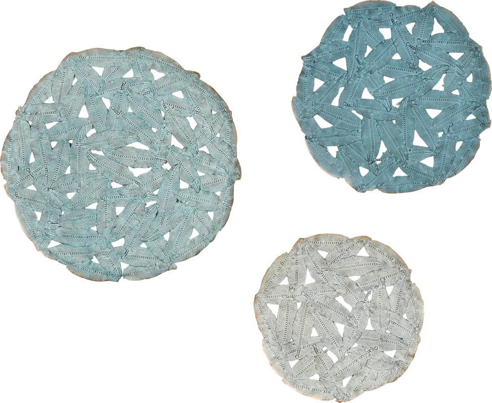 Wiskon Blue Iron Painted Wall Decor Set of 3
