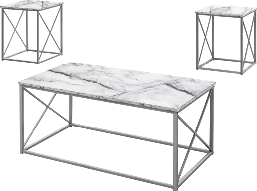 Screven I White Cocktail Table Set, Set of 3