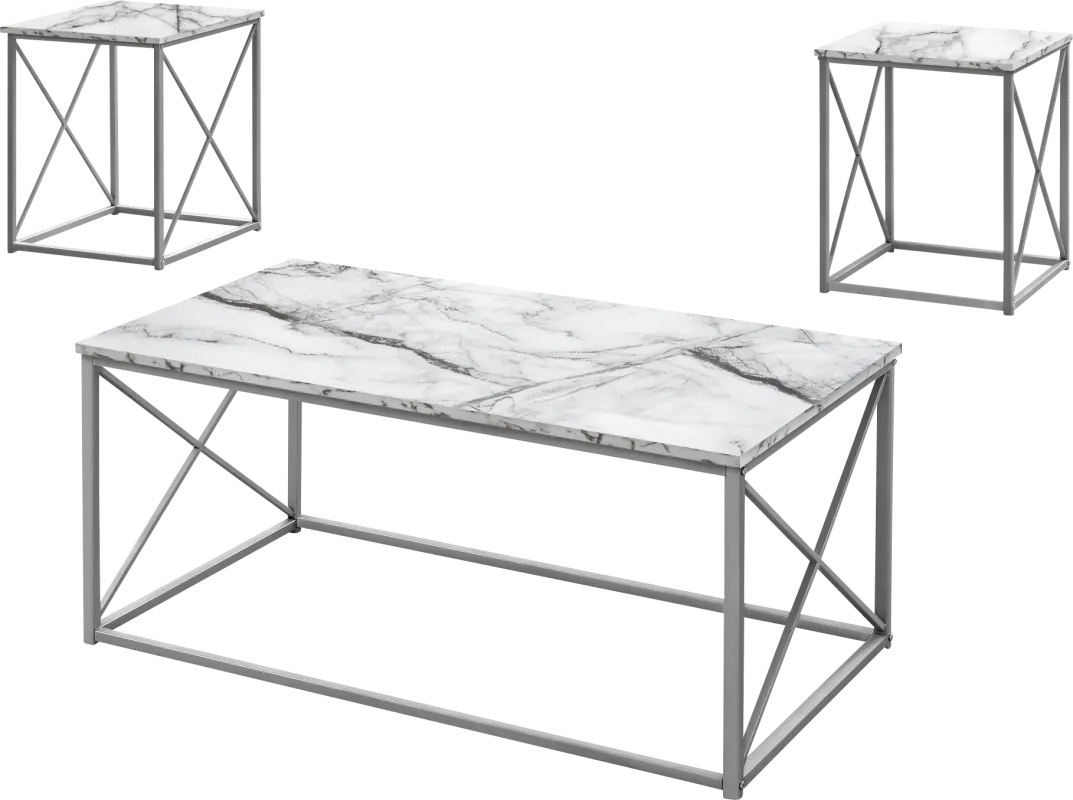 Screven I White Cocktail Table Set, Set of 3