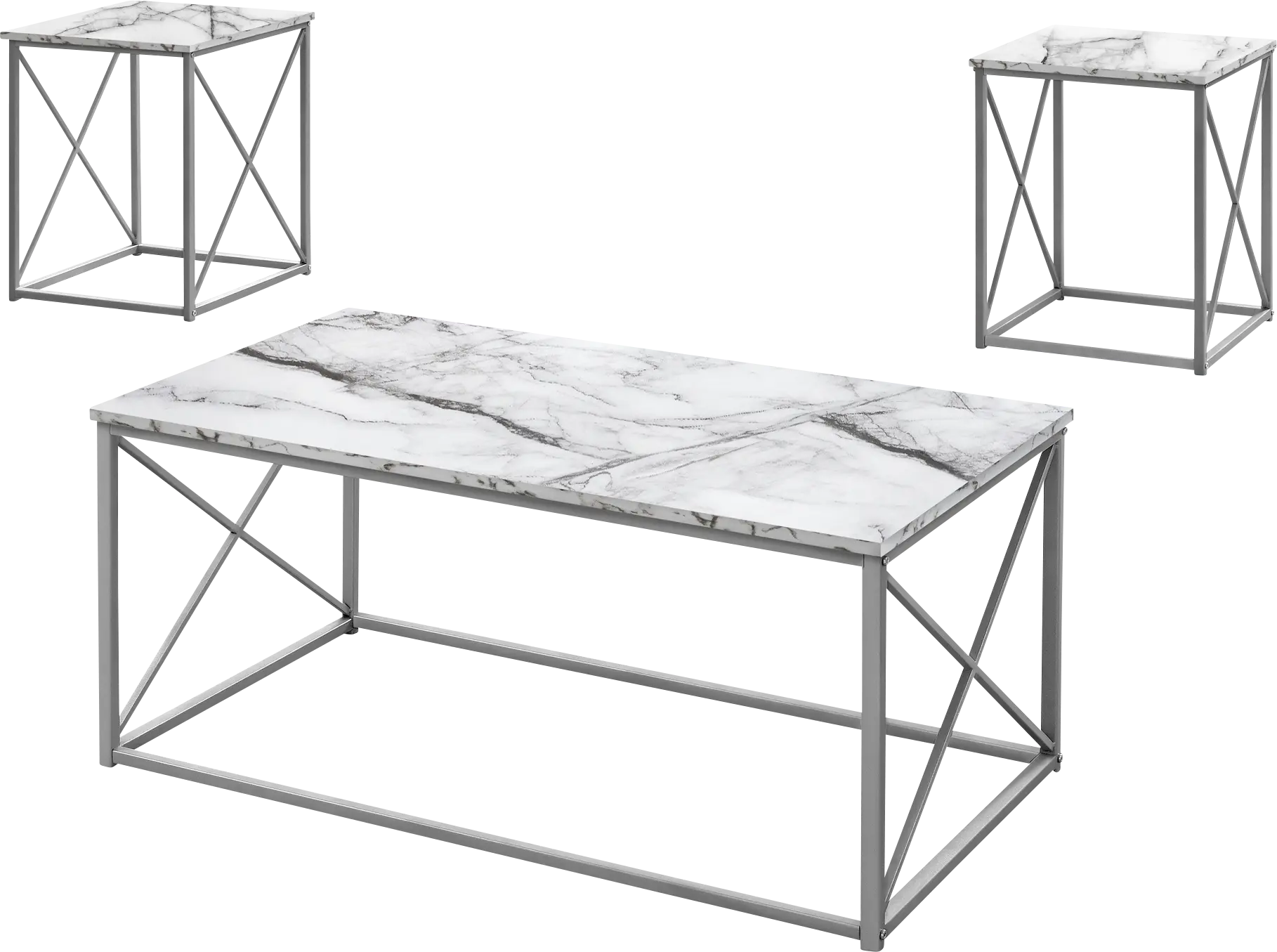 Screven I White Cocktail Table Set, Set of 3