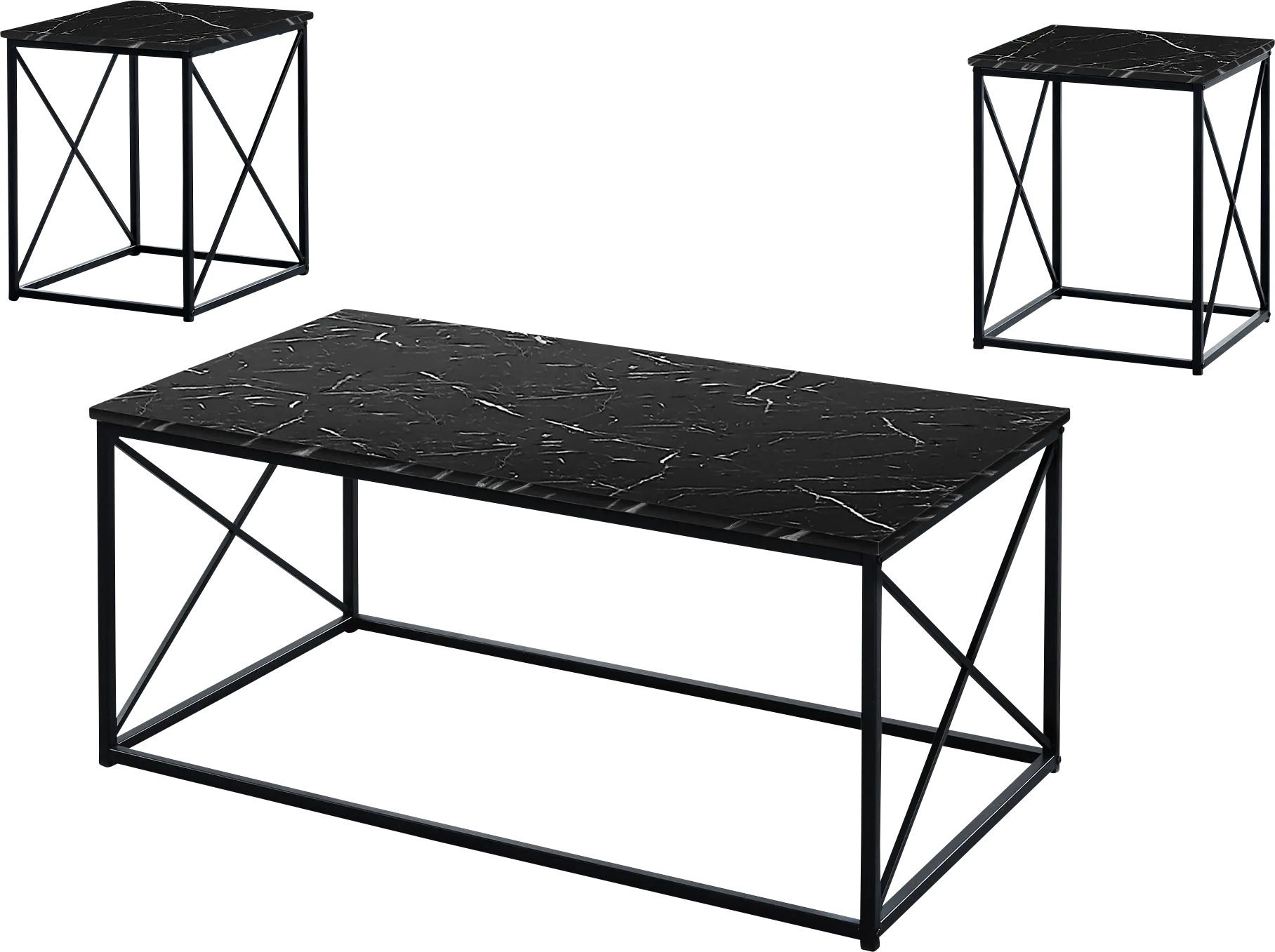 Screven I Black Cocktail Table Set, Set of 3 - Thumbnail - Image 1